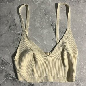 Open edit beige tank crop top